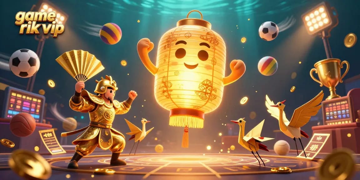 Engage in game rik vip with dynamic sports-themed elements, celebrating casino excitement.
