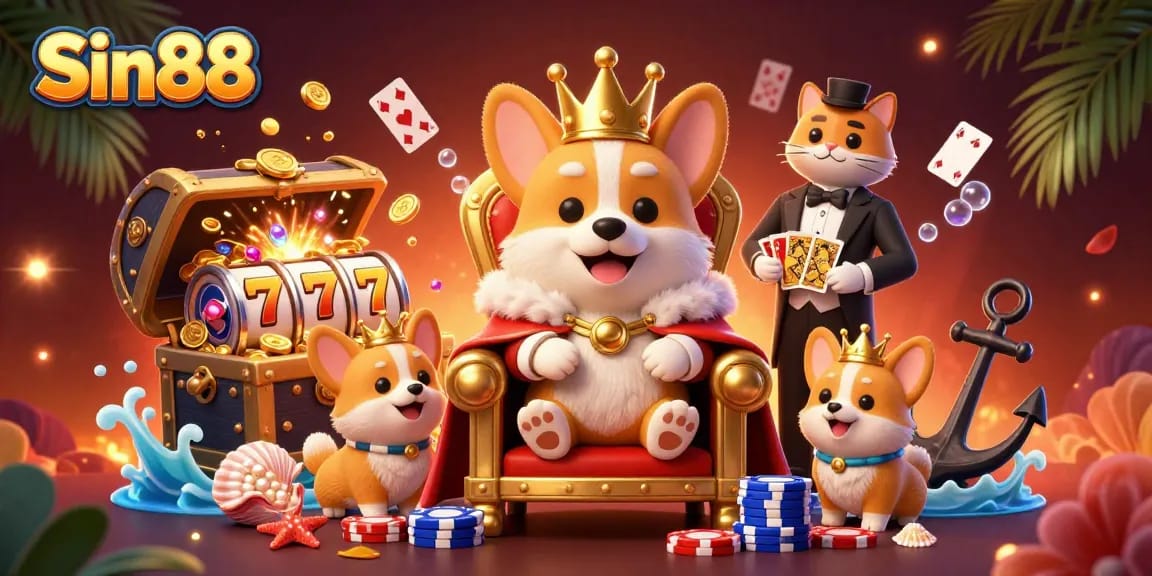 Experience thrilling wins at Sin88 with vibrant slots, golden treasures, and playful characters.