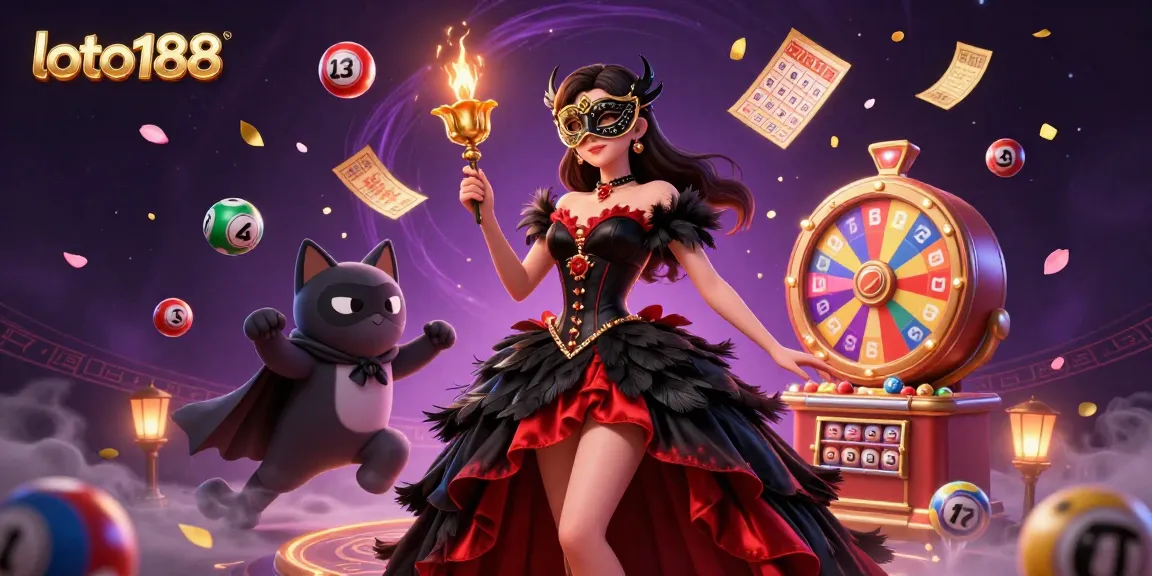 Experience thrilling games and bonuses at loto188, featuring vibrant lottery elements and glamorous characters.