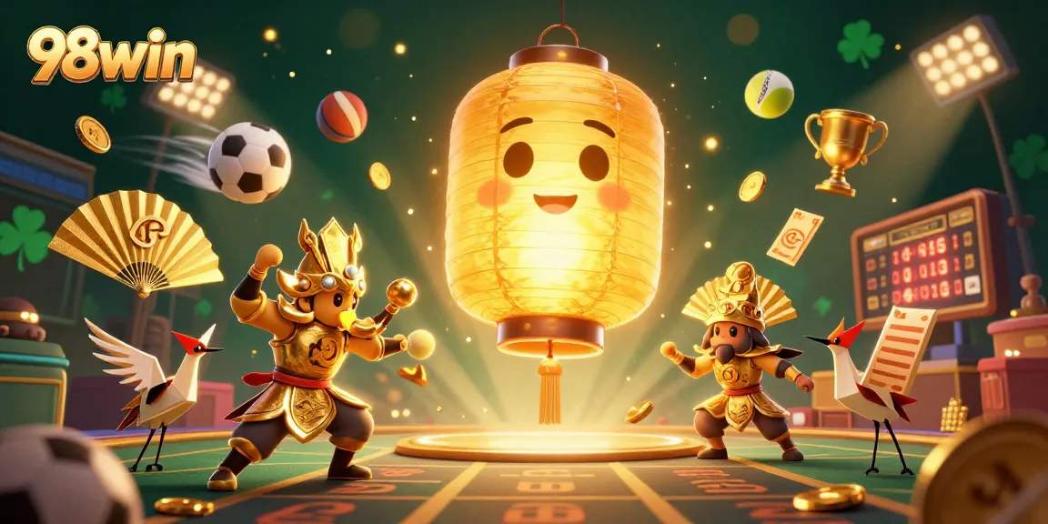 Experience thrilling gameplay with 98win in this vibrant casino-themed illustration.