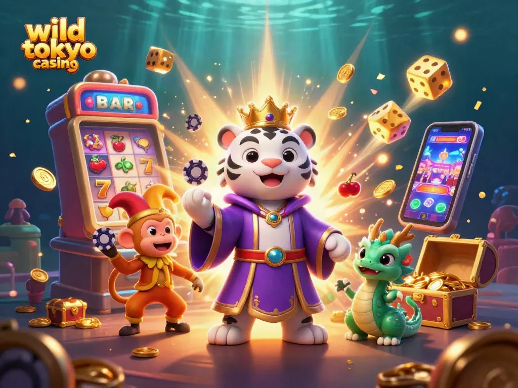 Spin the reels at wild tokyo casino, where a tiger in robes and a jester monkey celebrate jackpots!