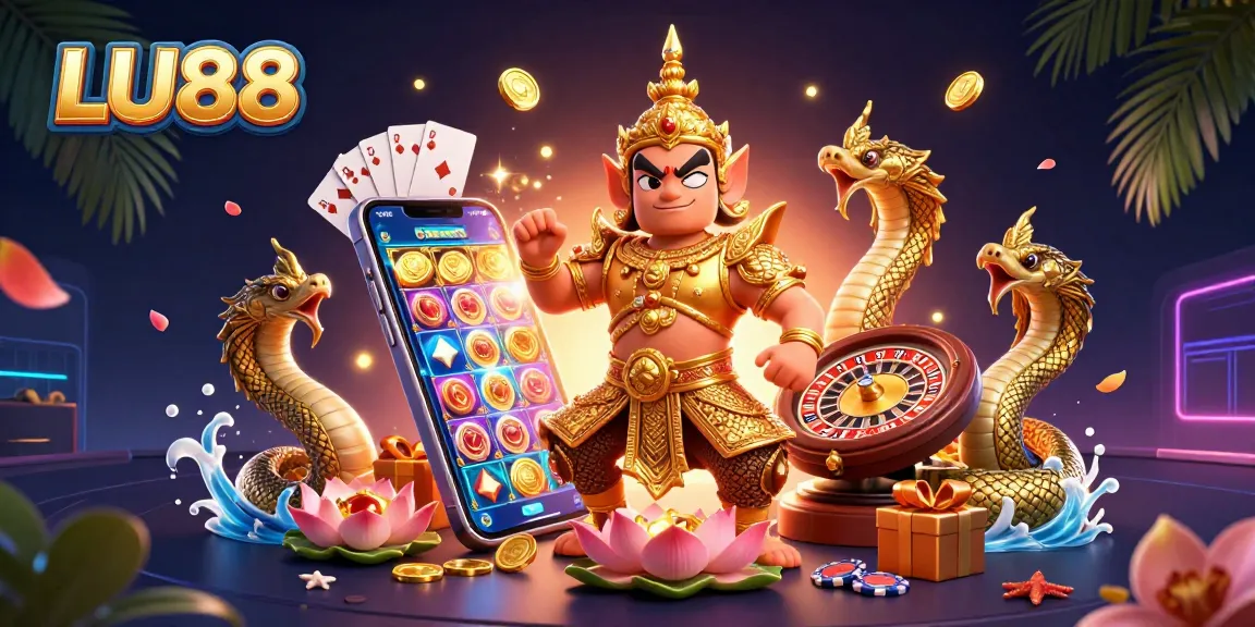 Engage with LU88 and explore vibrant slot games with friendly guardian and golden Naga companions.