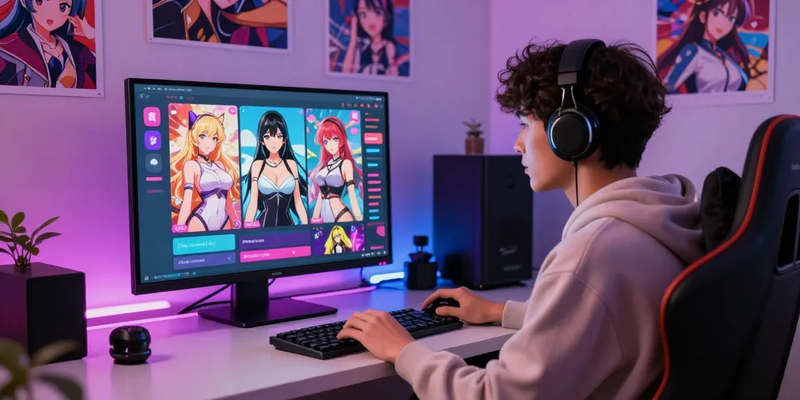 Vibrant scene of ai hentai chat interface interaction with animated characters.
