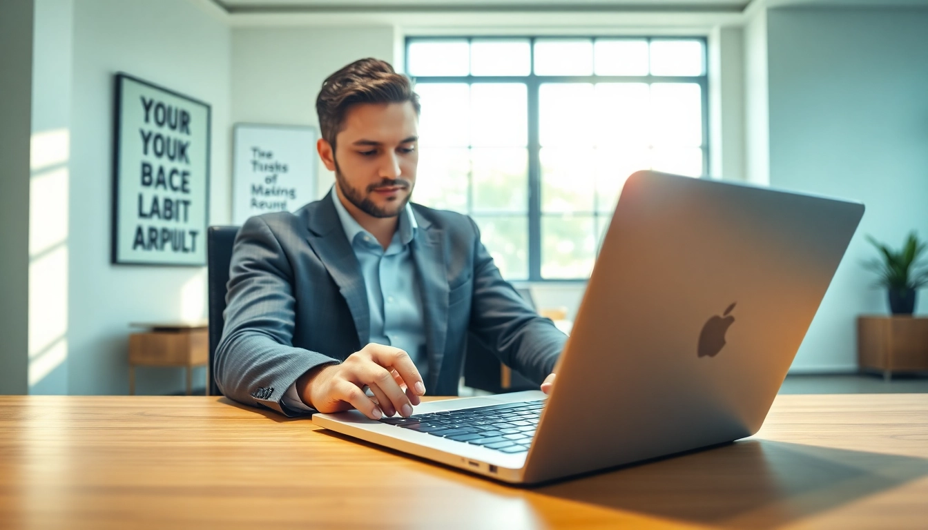 Complete the eta application uk with a sleek laptop and modern office setup.