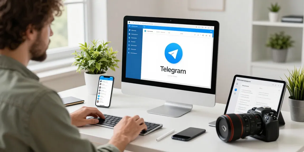Experience effortless communication with Telegram Download on multiple devices in a modern workspace.