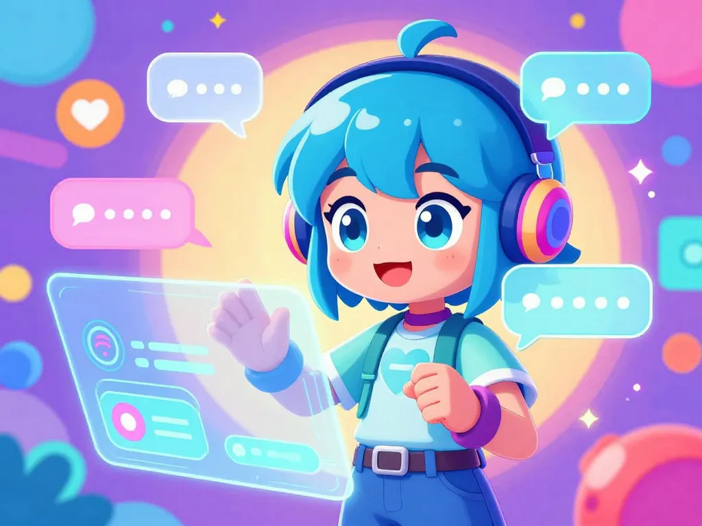 Engaging hentai AI chat scene with an animated character showcasing interactive conversation features, depicting a lively digital atmosphere.